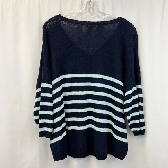 Ecote Womens Pullover Sweater Multicolor Striped 3/4 Sleeve V Neck M New - Picture 5 of 11